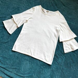 Project Cotton Cashmere Blend Sweater Womens Size M White Bell Sleeves